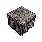 Lestarain Terrassenfliesen Balkonfliesen wpc, Holzfliesen balkon 30x30, Klicksystem für Balkon Garten, Holzoptik, 11 Stücke für 1m²