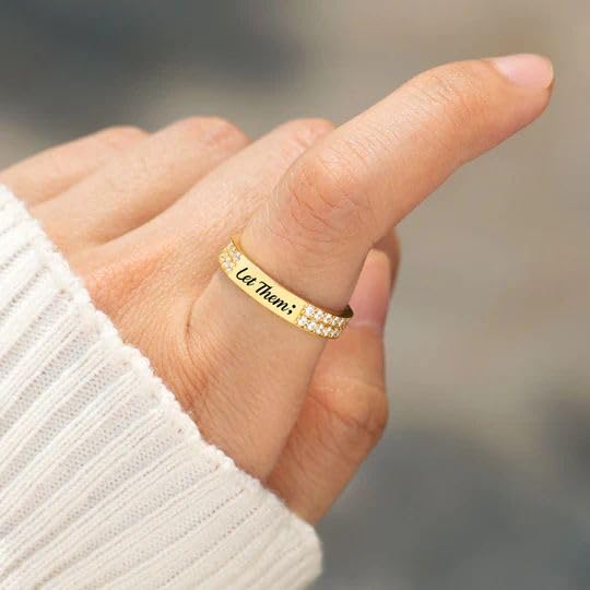 Let Them Pavé Mantra Ring, S925 Sterling Silver Self Worth Motivation Circle Rings, Inspirational Stainless Steel Engraving Stackable Jewelry, Encouragement Gift To Sisters Friends4