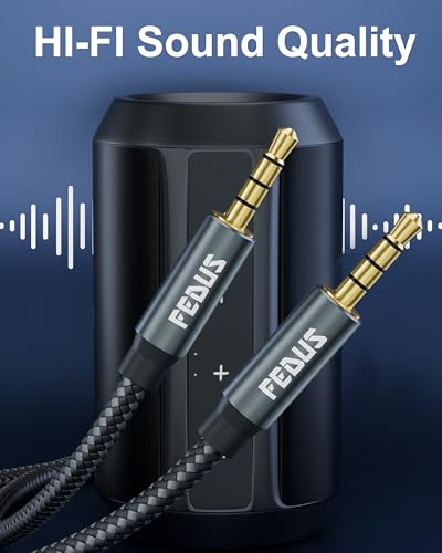 Image of FEDUS 3.5 mm to 3.5 mm Male to Male Aux Audio Cable Cord with Microphone Nylon Braided 1 Meter TRRS 4 Pole Stereo Audio Cord Aux Cable for Car, Aux Cable for Speakers, Earphone Headphone, Phone