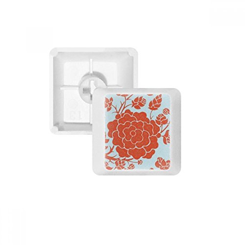 Keycaps PBT pour clavier mécanique blanc oem avec motif fleur rouge rose de bureau