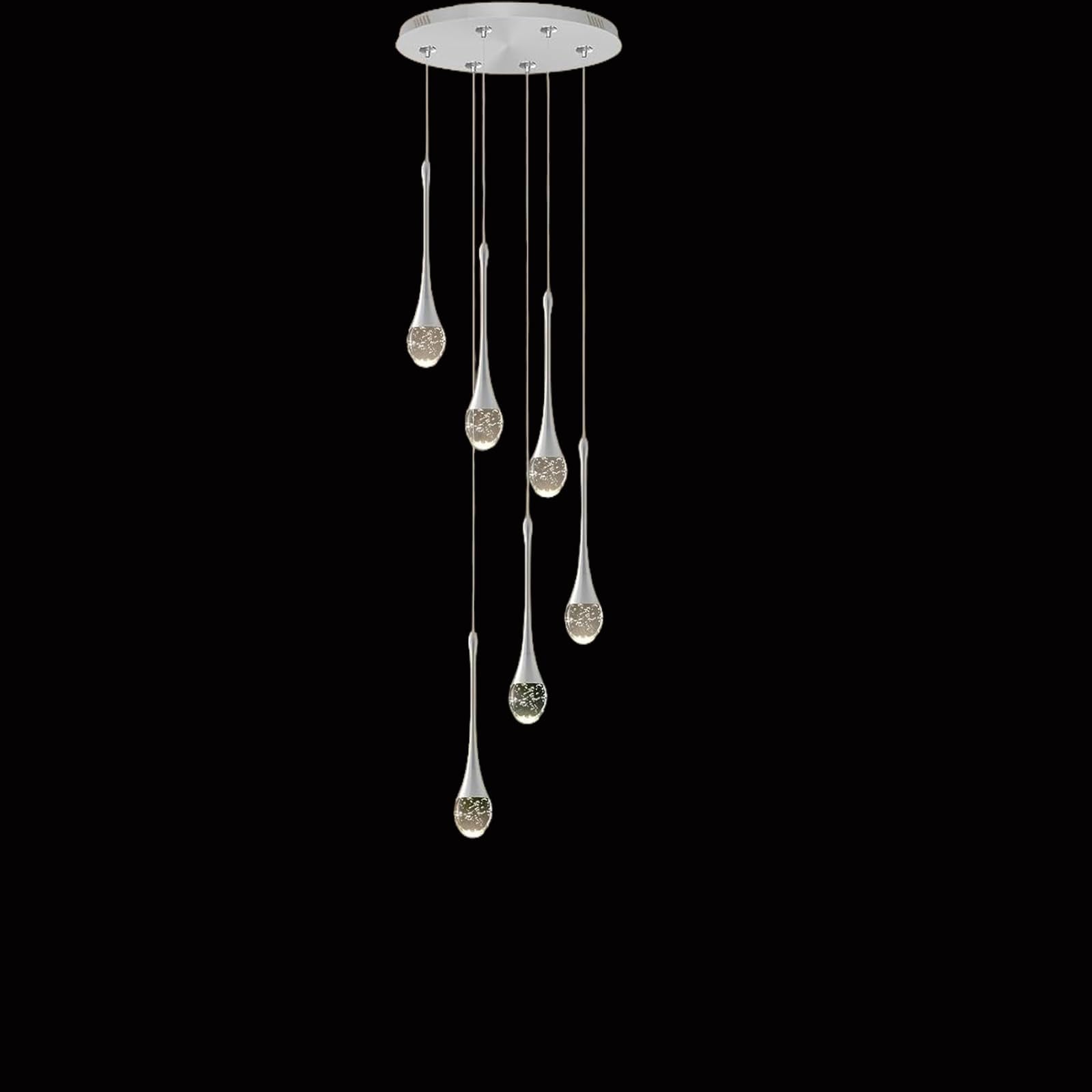 Zenithbeam Silver Zenithbeam86.6''/220Cm Foyer Entrance Crystal Chandeliers Big Living Room 6Light Ceiling Light Sliver Staircase Pendant Lights High Ceiling Hanging Crystal Column Chandelier Attic Dimmable Big Fixture
