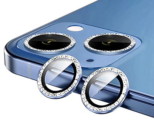 GIOPUEY Camera Protector for iPhone 13, Bling Crystal Diamond Camera Protection Ring, 9H HD tempered glass