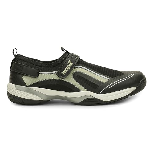 Image of Liberty leap7x NEWRACE-1E Black & Light Grey Sports Non Lacing Walking Shoes for Men