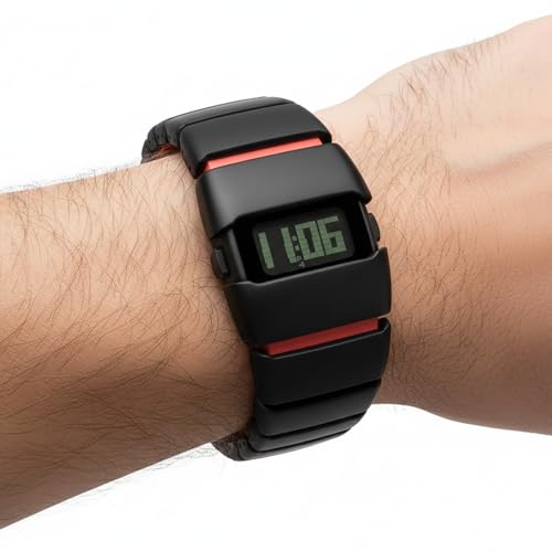Image of ON TIME OCTUS Unisex Retro Digital Watch | Futuristic Link Strap | LED Display Wristwatch for Men, Women