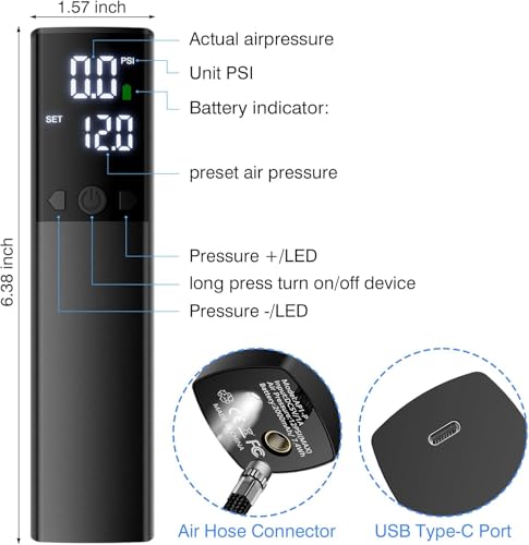 Electric Ball Pump,Smart Air Pump Portable Fast Ball Inflation with Accurate Pressure Gauge and Digital LCD Display for Basketball Football Soccer Volleyball Swimming Ring Balloon(2 Pin and 1 Spout)
