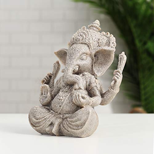 Estátua de Elefante Deus feita à mão com escultura Buda Ganesha em arenito SUPVOX