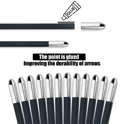 BOWSOUL 28“ Archery Arrows Training Practice Target Arrows for Kids Youth or Beginners Safe Blunt Points Durable Shaft on Recurve Bows Youth Bow and Longbows(Pack of 12) (Purple White)