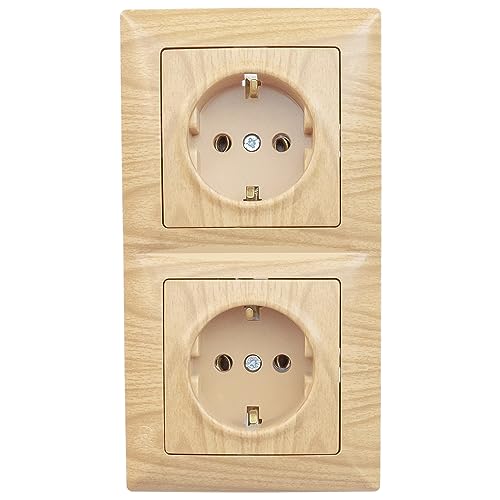 Gunsan Visage Enchufe doble 250 V 16 A conector F aspecto de madera de roble color beige