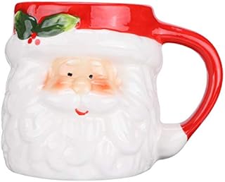 Amosfun 1PC Christmas Mug Ceramic Santa Cup Christmas Coffee Mug Santa Drinking Mugs Santa Head Cup Xmas Gift Supplies Party Favors