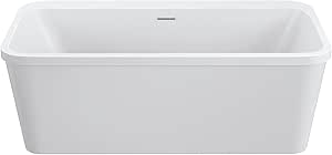 PROFLO PFFSR6634 Borealis 66" Free Standing Acrylic Soaking Tub with Center Drain, Drain Assembly and Overflow - White