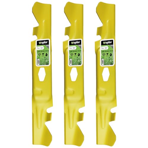 Wuples 742P05094-X ZT1 50 Mulching Blades Compatible with Cub Cadet Enduro XT1-LT50 Ultima ZT1-50 742p05094 High-Lift Blades Fit S-Shaped Hole 50inch Cutting Decks Yellow-3 Pack