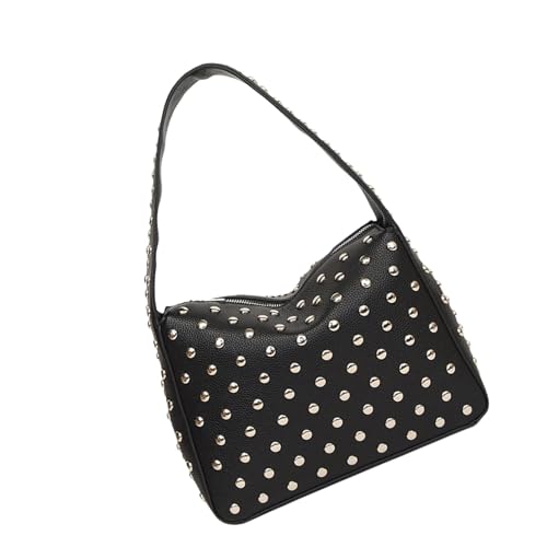 Sac en cuir PU clouté noir style grunge rock au design asymétrique rétro