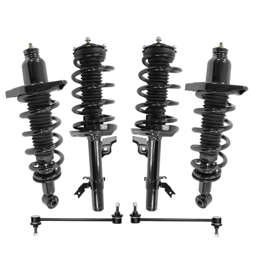 Image of Detroit Axle - AWD 6pc Struts Kit for Acura 2014-2020 MDX 4 Front and Rear Struts with Coil Spring Assembly 2 Front Sway Bar Links 2015 2016 2017 2018 2019 Suspension Kit Replacement
