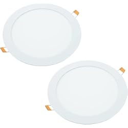 Paneles Calados En Mdf Jandei – Pack x 2 Downlights LED Empotrable, 18W, 1440 Lumen, Forma Redonda, Orificio para Empotrar Ø 200- Ø 205 mm, Extraplano 13 mm Profundidad, Blanco Neutro 4200K, Transformadores Incluidos
