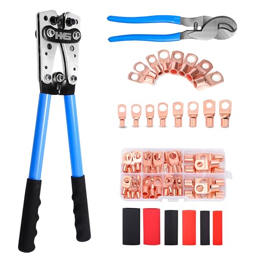 HKS Battery Cable Lug Crimping Tool 10-1 AWG Cutter, 60Pcs