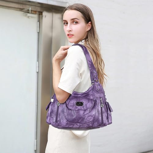 Image of Angel Kiss Purses for Women, Large Shoulder Bag Hobo Tote Purse Mutipocket Faux Leather Satchel Hobo Purse