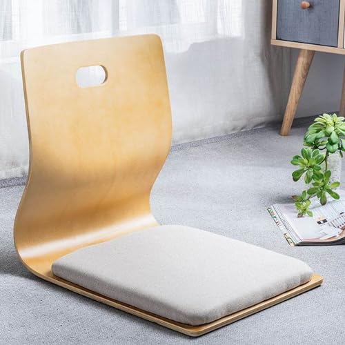 Silla japonesa de suelo – Taburete de meditación de madera para relajación y lectura – Ideal para ventanas de bahía y visualización de televisión