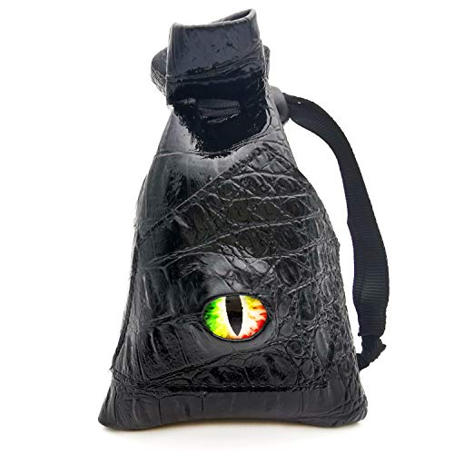 HAOMEJA DND Stuff Role Playing Dice Bag Drawstring Leather DND dice Bag, Storage Bag Black Green Eye