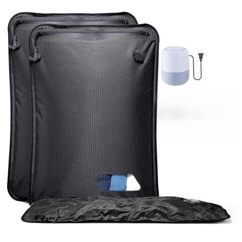 Relime Essential Vacuum Bags for Travel Luggage with Electric Pump, Reusable Compression Bags for Checked Suitcases, Vacuum Seal Spacesaver for Cloth Packing(2Medium+Pump)