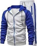 GXAMOY Men's 2 Pieces Tracksuits Running Sports Suits Drawstring Waistband Sweatsuit SkyBlue Gray(TZ05) L