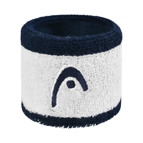 Image of HEAD Striper Wristband | Color: Navy Blue /White | Size: 2.5 inch | Material: Cotton | for Men & Women | Moisture-Wicking Properties | Dry and Comfortable | Secure and Snug fit