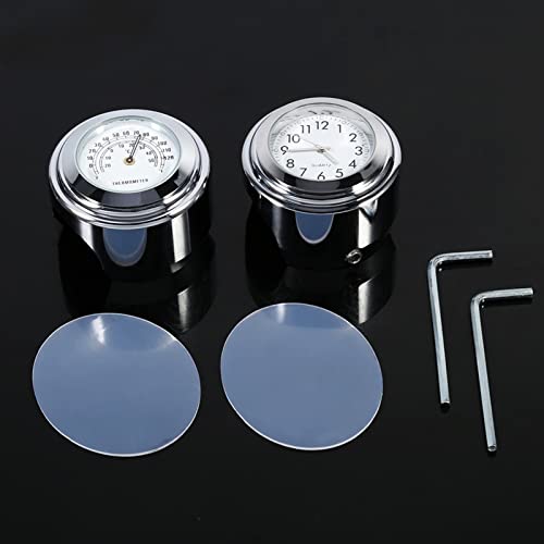 Reloj de manillar para motocicleta con termómetro integrado para soportes de 7/8 y 1 pulgada 7