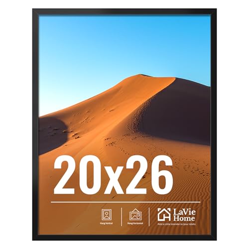 LaVie Home 20x26 Picture Frame for Wall Display, 20x26 Black Picture Frame with HD Plexiglas, 20 x 26 Poster Frame 1 Pack, Display Frame for Vertical or Horizontal, Classic Collection
