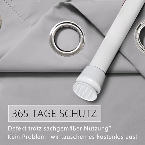 tinycurtains, Thermo Türvorhang mit Teleskopstange, einfache Montage in nur 1 Minute ohne Bohren (Türgardine hellgrau H200 x B150 cm +… – Ansicht 6