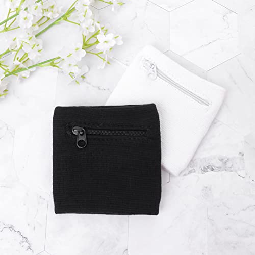 Homoyoyo 2Pcs Wristband Bag with Zipper Keys Pouch for Outdoor Sports and Running White Black for Coins Change and Keys and Convenient Accessory3