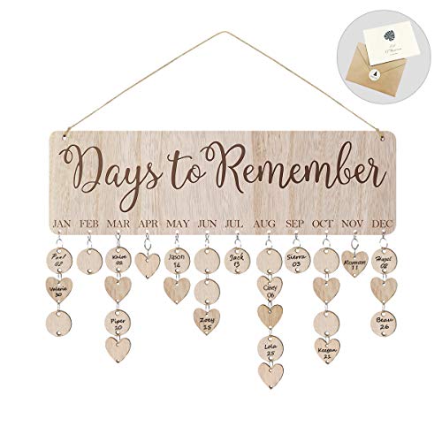 Airelon Gift for Wife, Birthday Calendar Board Wall Hanging DIY Wooden Family Days