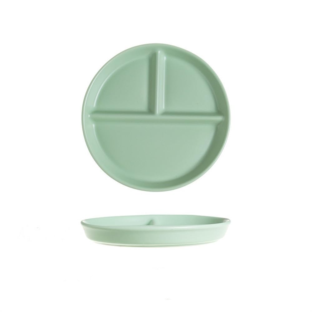 Assiettes divisées pour la Maison, Assiettes à dîner divisées créatives 20,5 x 2,5 cm (Vert 20,5 x 2,5 cm)