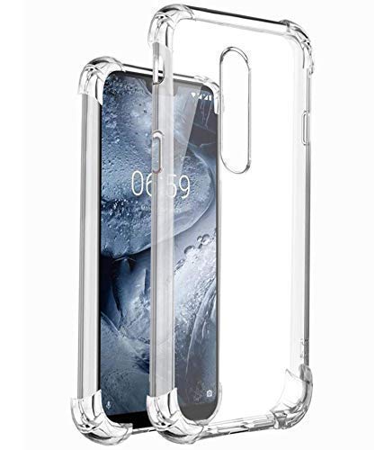 STARZ for Nokia 5.1 Plus Shock Proof Protective Soft Back Case Cover Bumper Corners with Air Cushion Technology (Transparent)