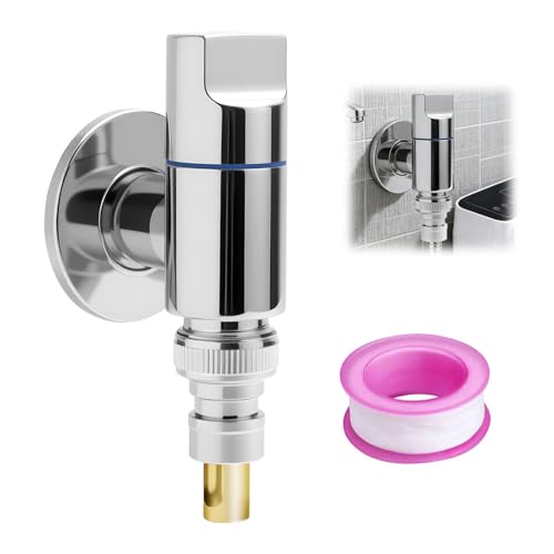 Rubinetto automatico con arresto acqua per lavatrice - Valvola ad angolo in acciaio inox con nucleo in ottone, rubinetto durevole per lavatrice attacco G1/2, adatto cucina bagno appartamento