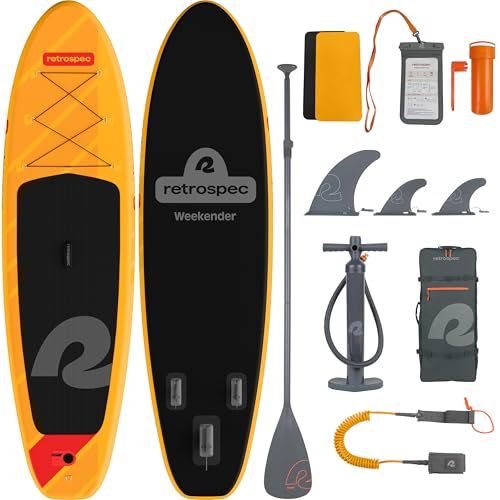 Retrospec Weekender Inflatable Stand Up Paddle Board Includes Paddle, Pump,