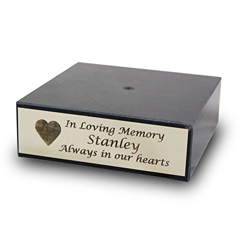 Silver Engravable Plaque Marble Memorial Base - Black Personalized Base for Engraving - Custom Engraving Included