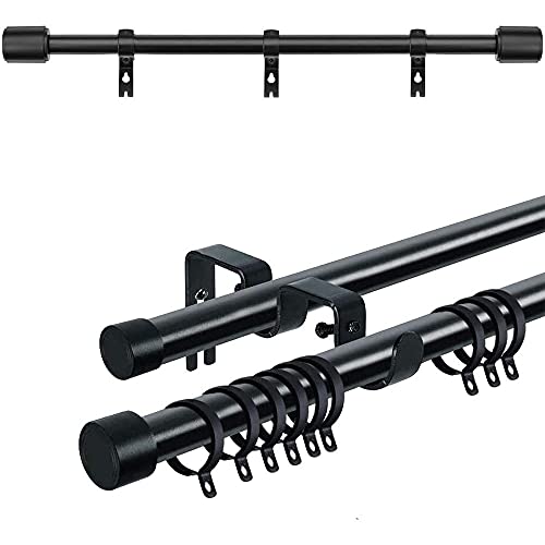 ANCLLO 3 Stück Robuste Doppel-Gardinenstangenhalterungen im Vintage-Stil, für Gardinenstangen mit 2,5 cm und 1,6 cm (5/8 Zoll) (Schwarz)