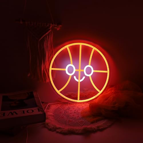 Image of Basketball Neon Sign Basketball Neon Light LED Neon Sign for Wall Decor Dimmable LED Neon Light for Bar Restaurant Music Concert Man Cave Wall Art 12.6 * 12.6IN