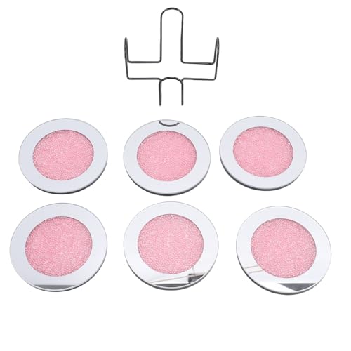 Greensen 6 Piezas de Posavasos de Espejo de Vidrio, Posavasos de Cristal con Soporte, para Mesa de café, Cocina, Bar, Decoración del Hogar (Pink)