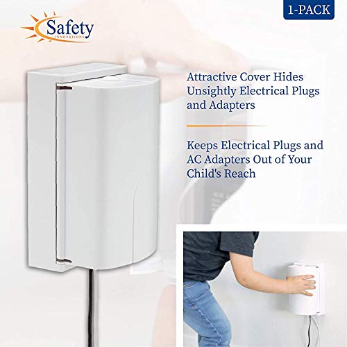 Safety Innovations Twin Door Baby Safety Outlet Cover Box For Babyproofing Outlets - More Interior Space For Extra Large Electrical Plugs And Adapters - Easy To Install - Easy To Use, (1-Pack) #TOP4