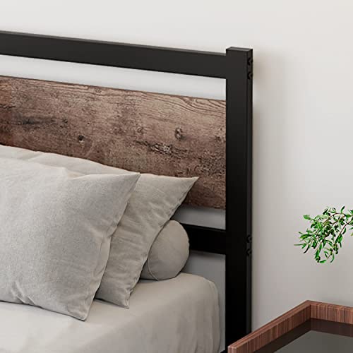 Ziors Bed Frame With Wooden Headboard, Mattress Foundation Platform,Metal, Under Bed Storage,No Box Spring Needed,Noise-Free,Twin Xl/Queen/King (Twin Xl) #TOP6