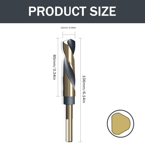 15mm HSS Drill Bits, Metal Drill Bits,10mm Shank for Stainless Steel, Metals, Plastics, Woods, Alloy and Hard Steel for Building Engineering Woodworking DIY Projects 2 15mm HSS Drill Bits, Metal Drill Bits,10mm Shank for Stainless Steel, Metals, Plastics, Woods, Alloy and Hard Steel for Building Engineering Woodworking DIY Projects - Image 2