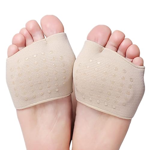 Metatarsal Pads for Women and Men, Ball of Foot Cushion Pads, Fabric Soft Socks, Gel Sleeves Cushion for Supports Feet Pain Relief (Beige-L(UK6-9))
