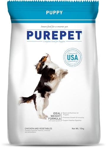 Purepet Puppy Dry Dog Food Chicken & Vegetable 10 Kg | DHA For Brain Development High Protein For Bone And Joint Development Boosts Muscle Growth Complete Nutrition Boosts Immunity & Digestion