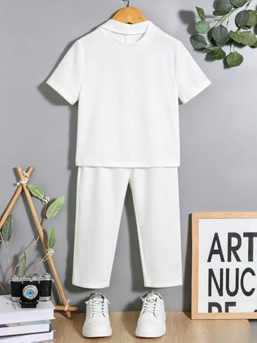 Image of Verdusa Boy's 2 Piece Sets Linen Set Going Out Summer Outfits Button Up Shirt and Pants Set Matching Sets