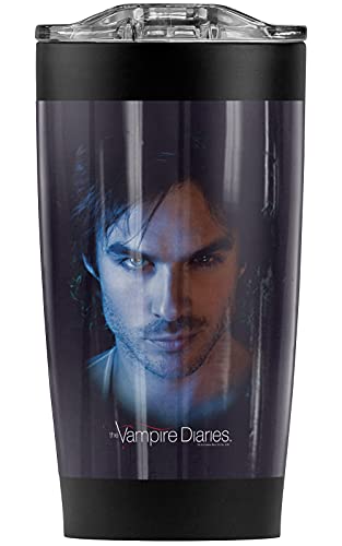The Vampire Diaries Damon Face Stainless Steel Tumbler 20 oz Coffee Travel Mug/Cup, Vacuum Insulated & Double Wall with Leakproof Sliding Lid | Great for Hot Drinks and Cold Beverages