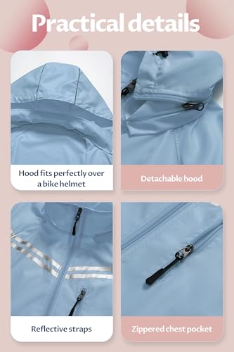 Image of CREATMO US Women's Sun Jackets Lightweight Packable Shirts UPF 50+ Hoodie Reflective Cycling Jacket With Detachable Hood