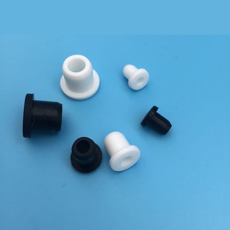 Occhiello in gomma a scatto ， 10 pezzi di passacavo in gomma siliconica, tappi cavi rotondi con foro da 3-5 mm, tappi terminali in silicone, gomma(Black,A 16Mm 0.63 Inch)