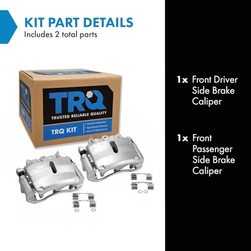 Image of TRQ Front Brake Caliper Set Zinc Coated Brackets Hardware Compatible with 2004 Ford F 150
