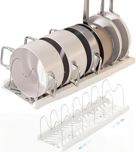 Organizador de panelas expansível para panelas e frigideiras, com...