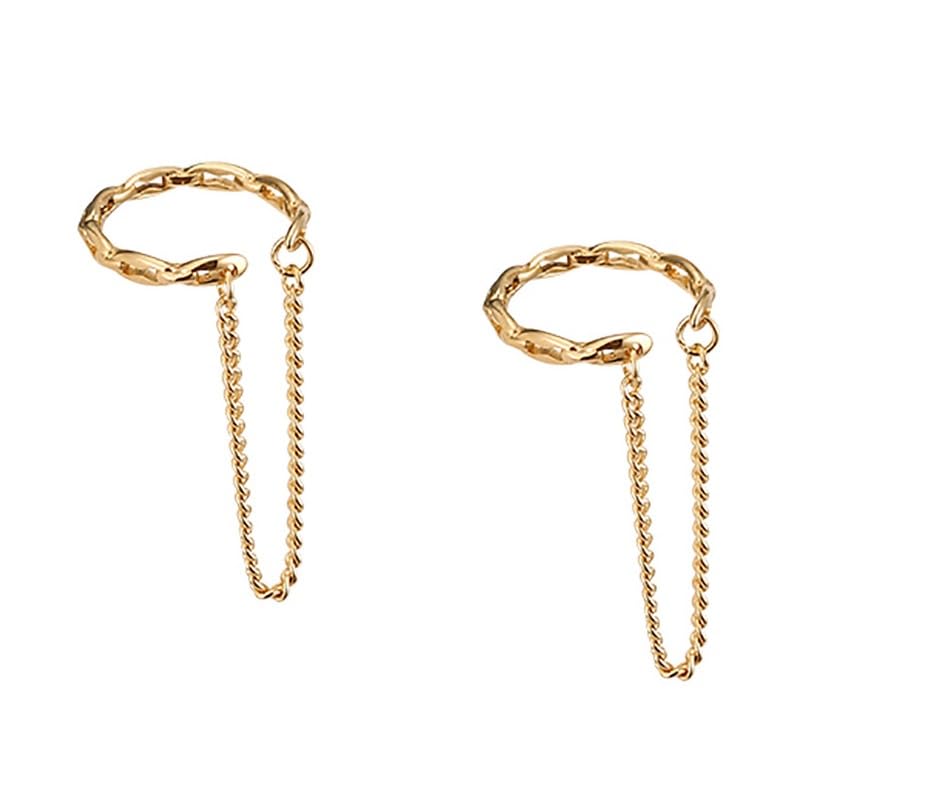 El Regalo Chain Hoop Ear Cuffs- Non Piercing Cartilage Earring- Trendy Cuff Wrap Clip on Earrings for Girls Women (Style-2) (B0D5MVXDP7) Amazon Price History, Amazon Price Tracker